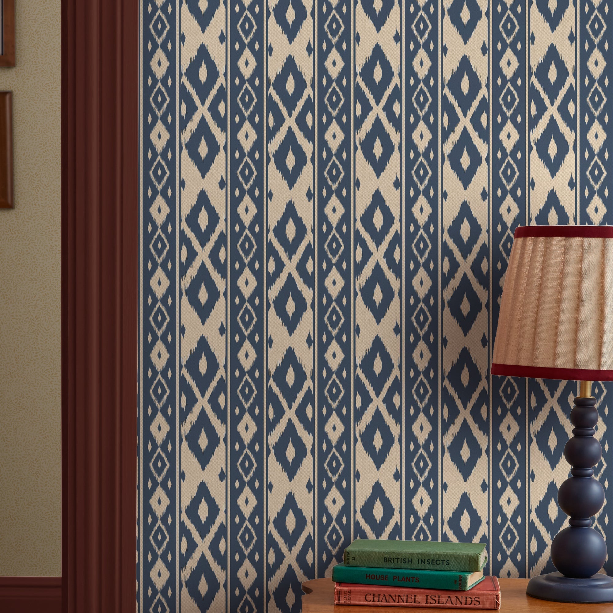 149534 Ikat Stripe Blue Joules AW26 Wallpaper by Joules