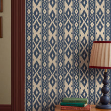149534 Ikat Stripe Blue Joules AW26 Wallpaper by Joules