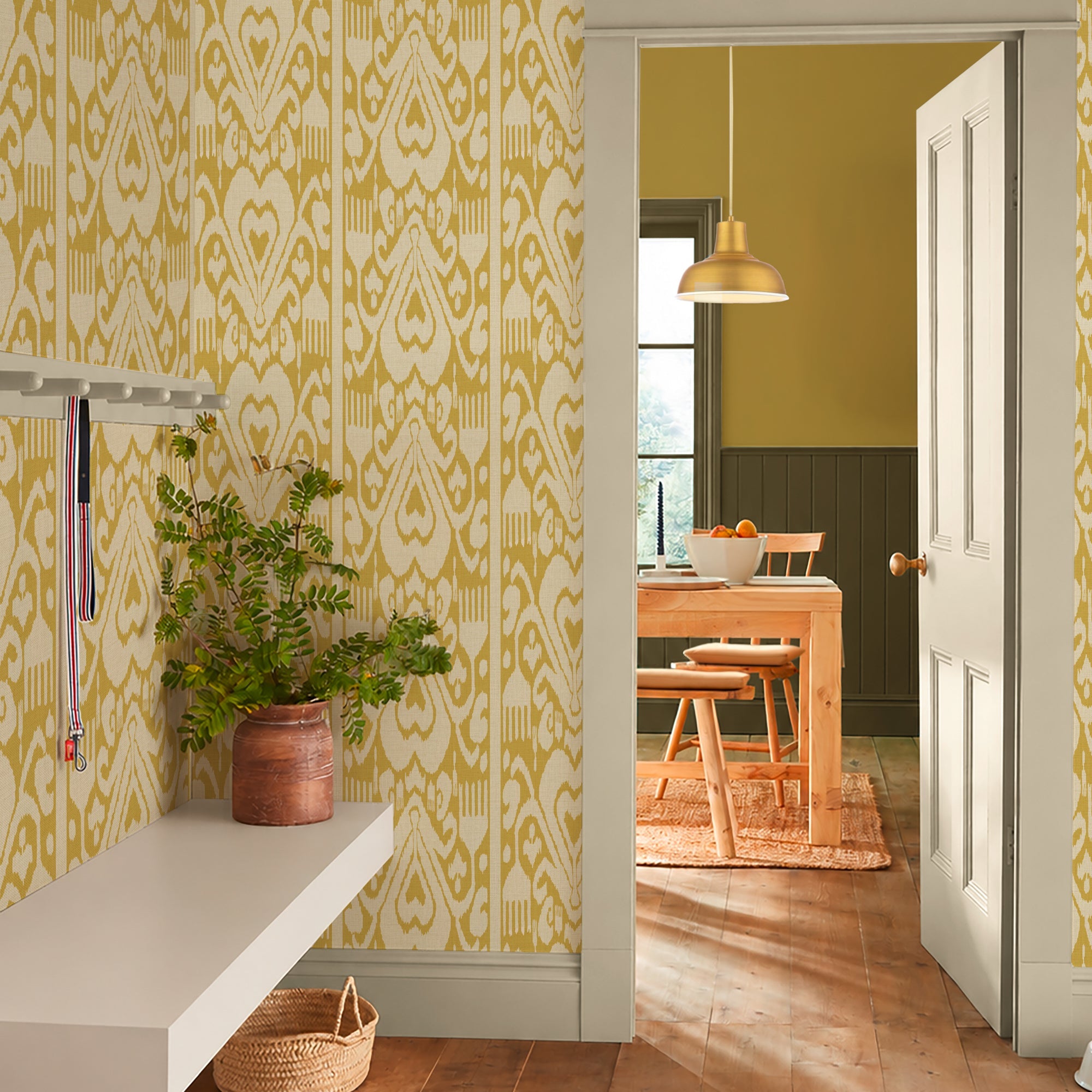 149537 Artisanal Ikat Yellow Joules AW26 Wallpaper by Joules