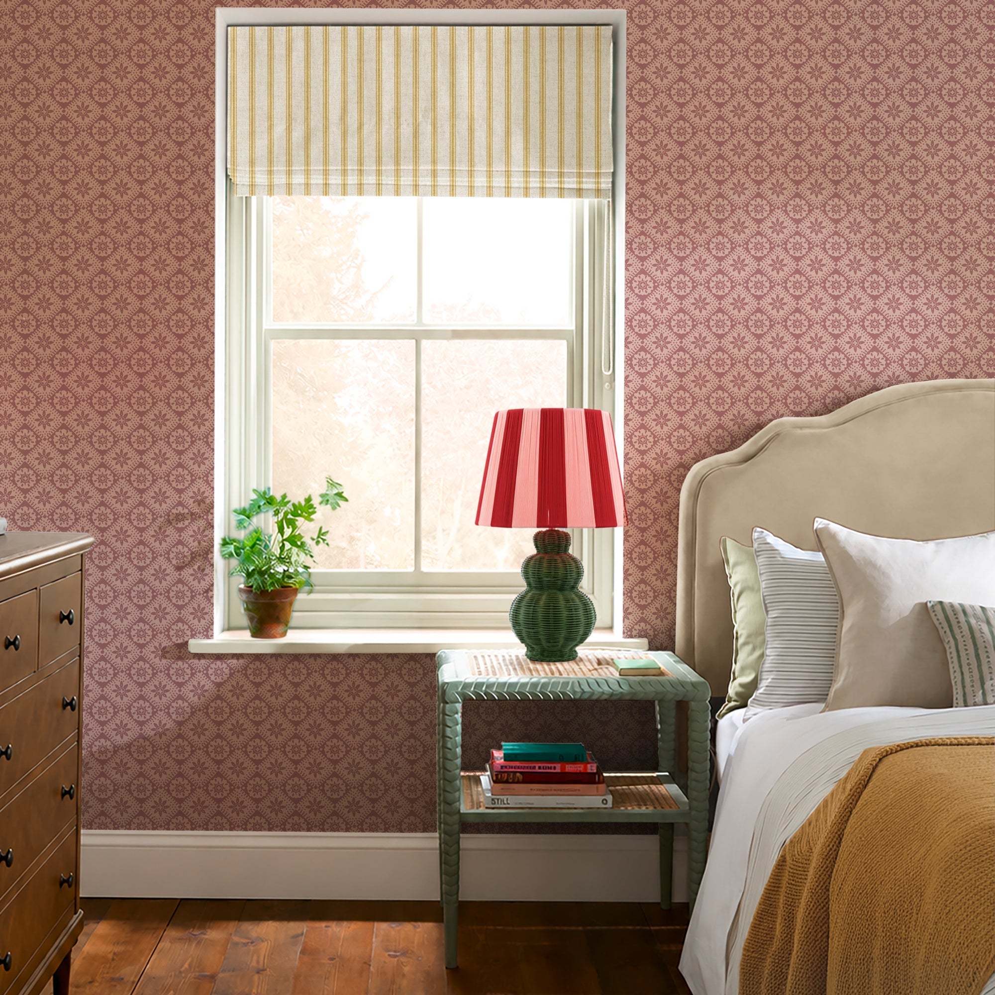 149555 Meadow Geo Pink Joules AW26 Wallpaper by Joules