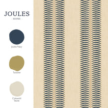 149558 Palm Leaf Stripe Cream & Blue Joules AW26 Wallpaper by Joules