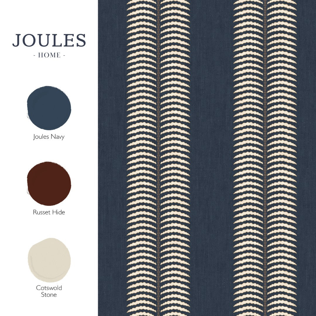 149561 Palm Leaf Stripe Blue Joules AW26 Wallpaper by Joules