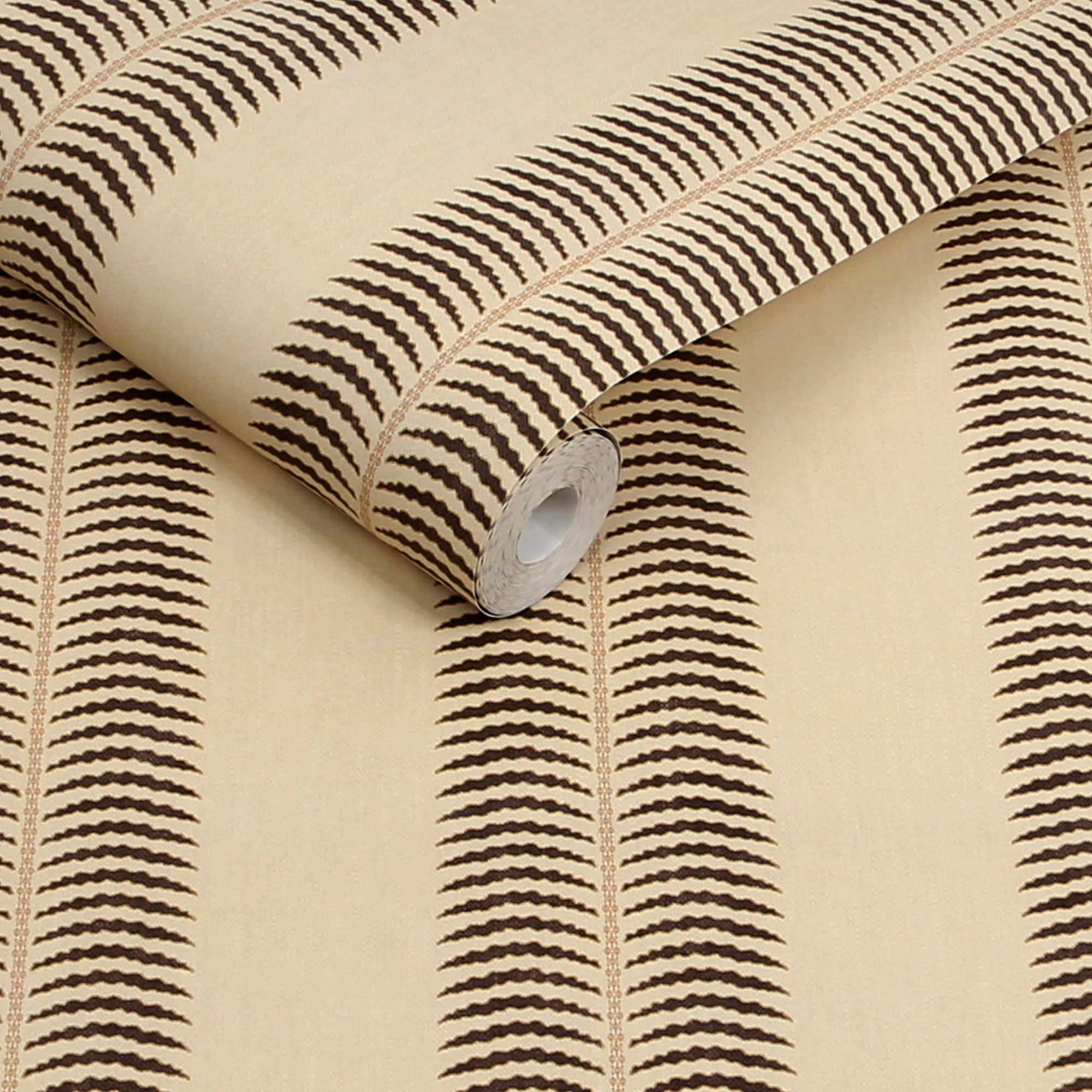 149564 Palm Leaf Stripe Cream & Brown Joules AW26 Wallpaper by Joules