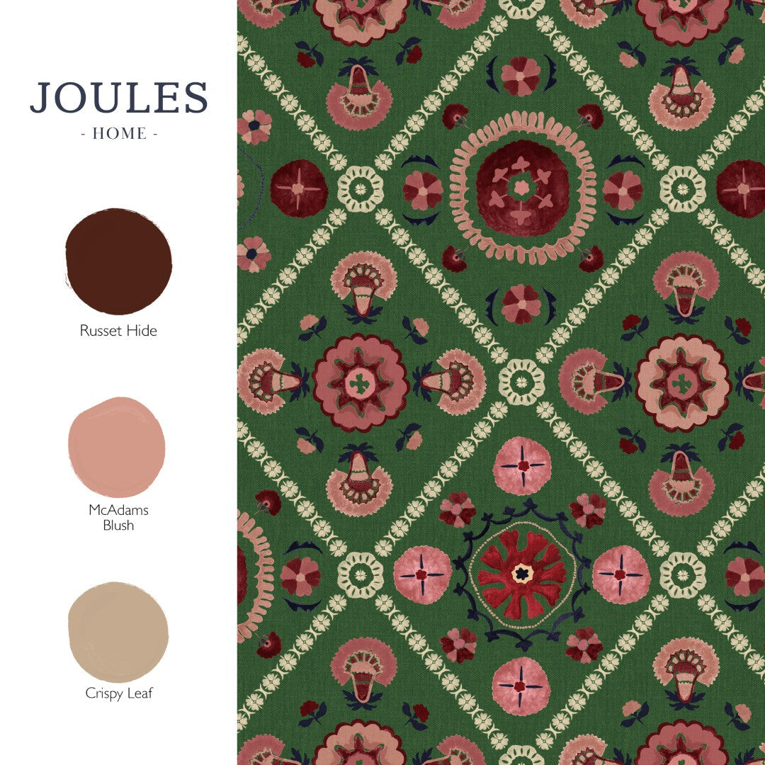 149573 Festival Floral Trellis Green Joules AW26 Wallpaper by Joules