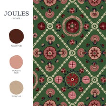 149573 Festival Floral Trellis Green Joules AW26 Wallpaper by Joules