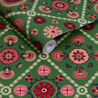 149573 Festival Floral Trellis Green Joules AW26 Wallpaper by Joules