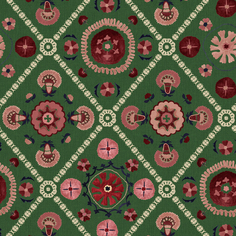 149573 Festival Floral Trellis Green Joules AW26 Wallpaper by Joules