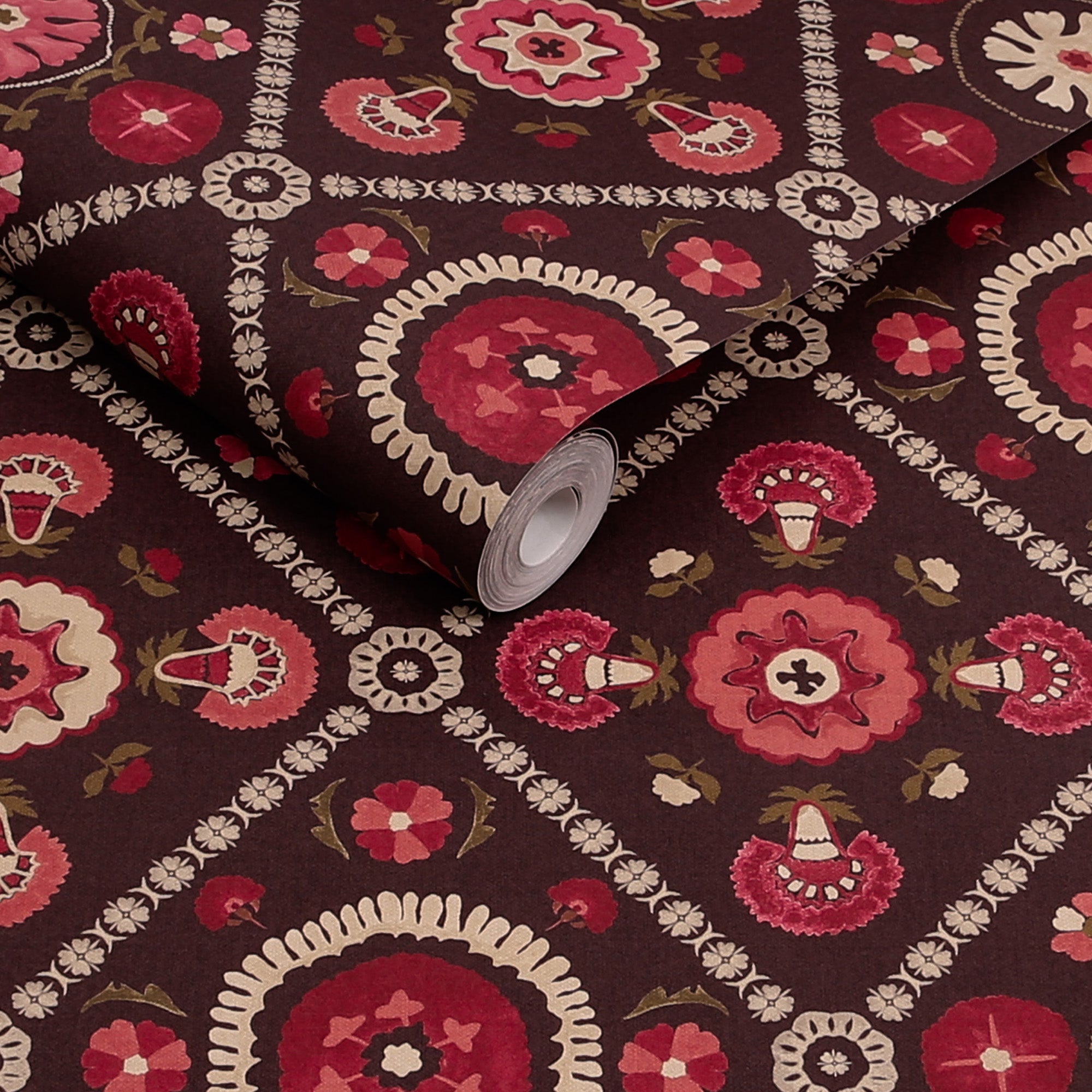 149576 Festival Floral Trellis Red Joules AW26 Wallpaper by Joules