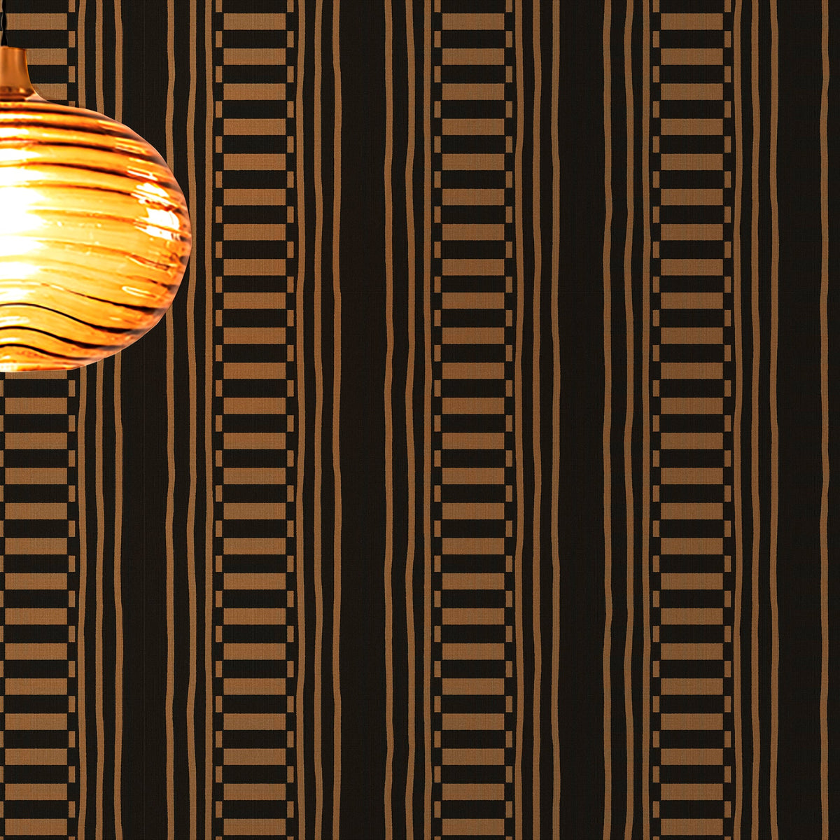 149617 The Curiosity Shop Stripe Noir Wallpaper by Rockett St George - room