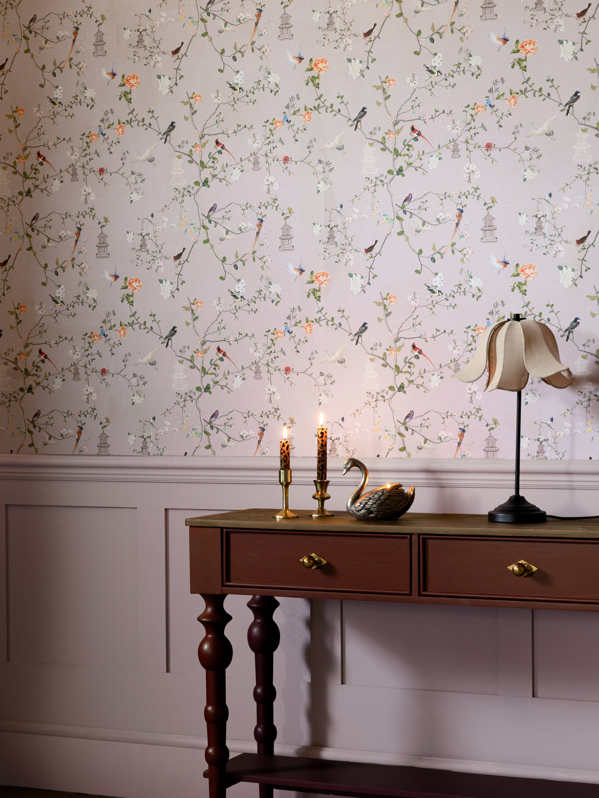 149627 The Secret Garden Chinoiserie Dusty Lilac Wallpaper by Rockett St George - detail