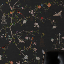 149628 The Secret Garden Chinoiserie Black Ink Wallpaper by Rockett St George - room