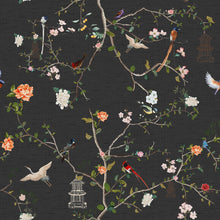 149628 The Secret Garden Chinoiserie Black Ink Wallpaper by Rockett St George - flat