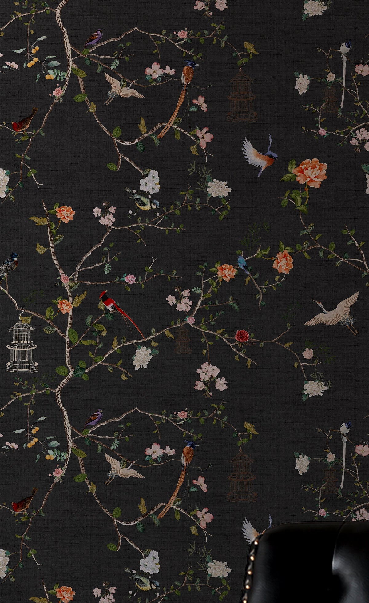 149628 The Secret Garden Chinoiserie Black Ink Wallpaper by Rockett St George - room