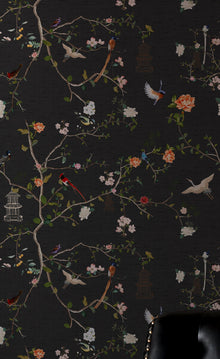 149628 The Secret Garden Chinoiserie Black Ink Wallpaper by Rockett St George - room