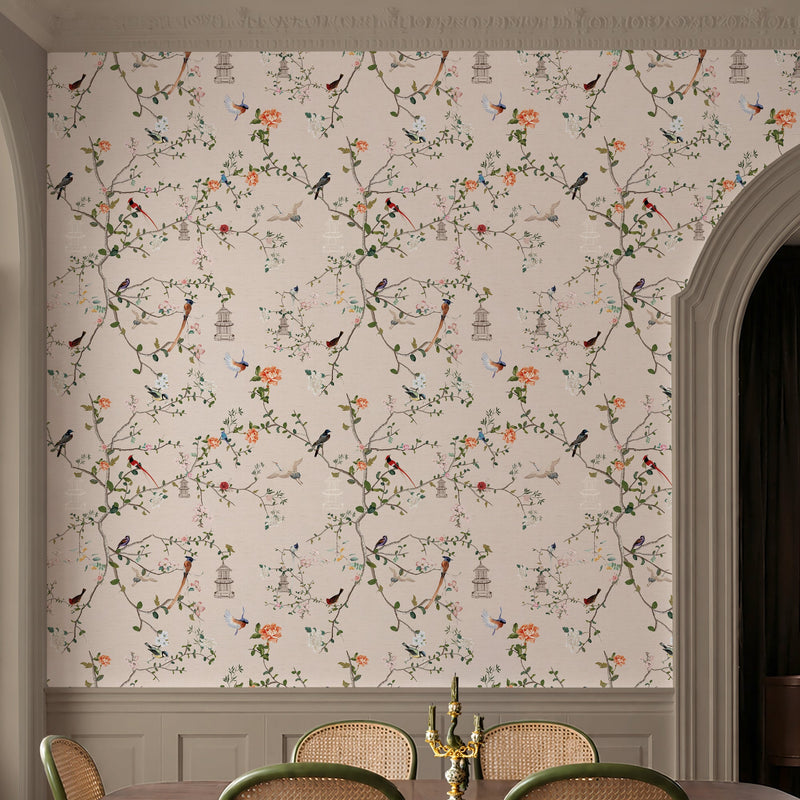 149629 The Secret Garden Chinoiserie Ivory Wallpaper by Rockett St George - room