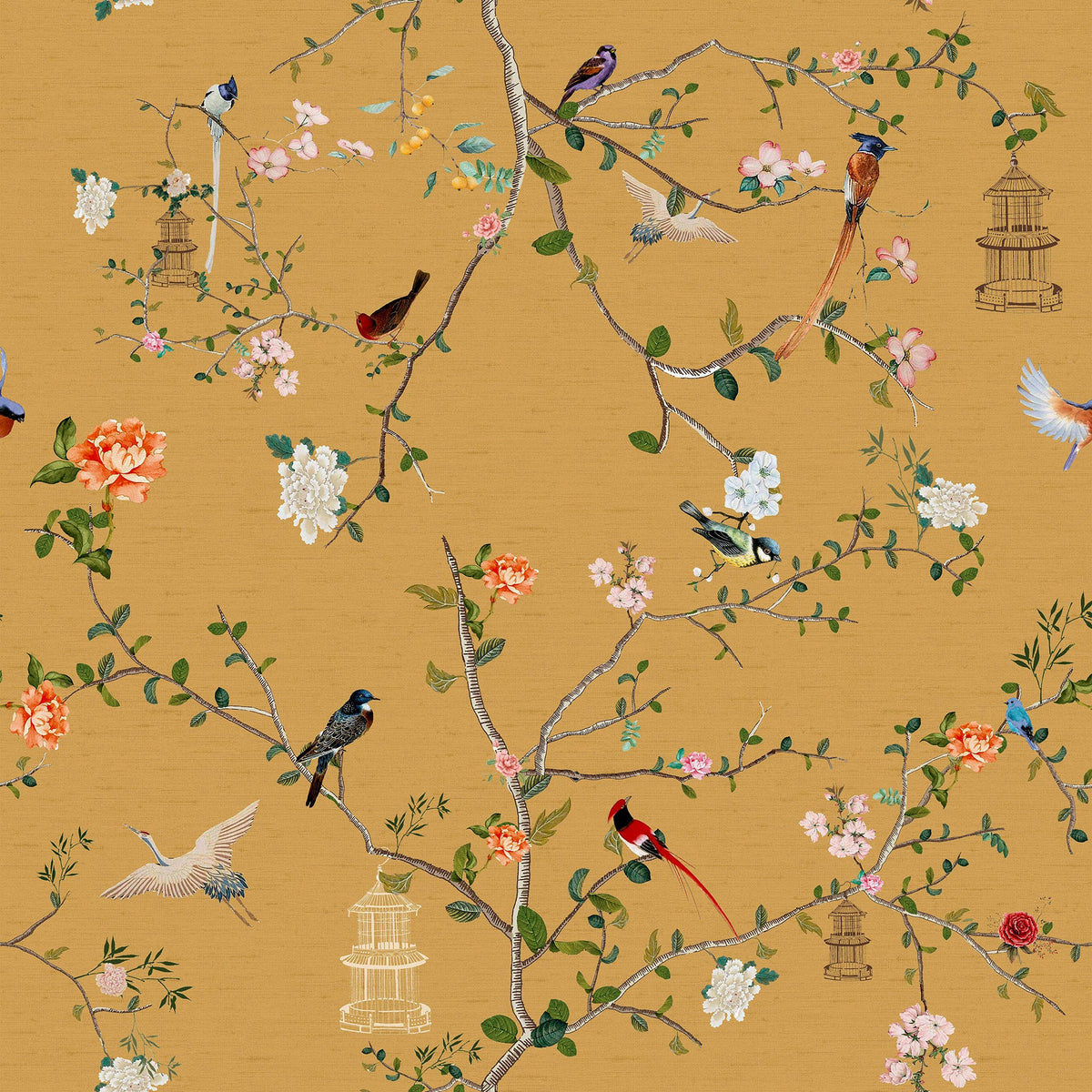 149630 The Secret Garden Chinoiserie Golden Hour Wallpaper by Rockett St George - flat