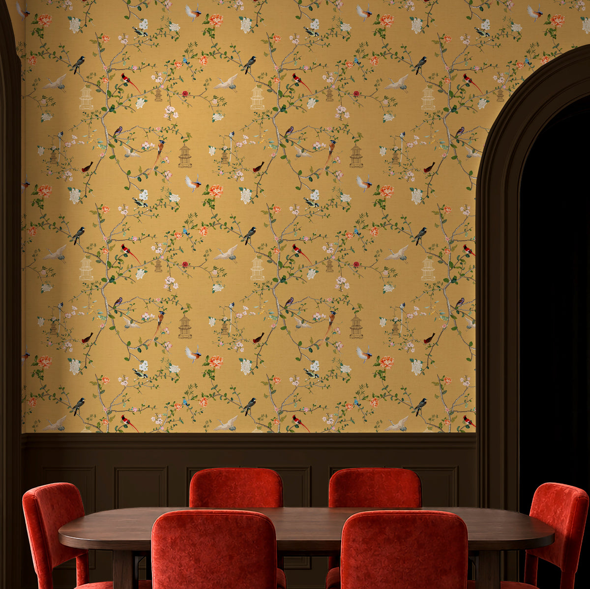 149630 The Secret Garden Chinoiserie Golden Hour Wallpaper by Rockett St George - room