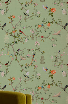 149631 The Secret Garden Chinoiserie Green Tea Wallpaper by Rockett St George - room