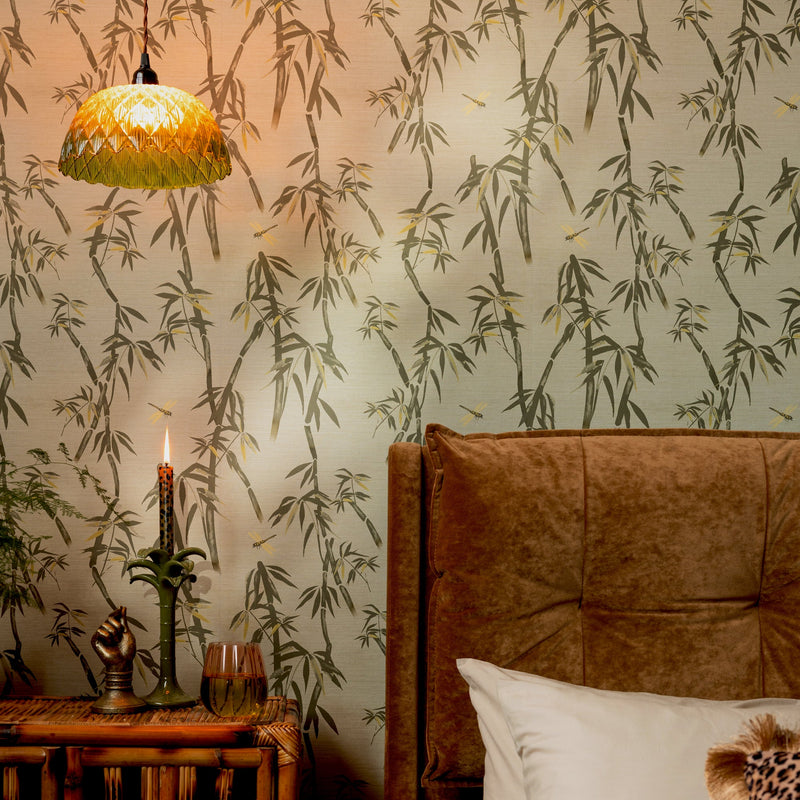 149634 Wham Bamboo Sage Green Wallpaper by Rockett St George - room
