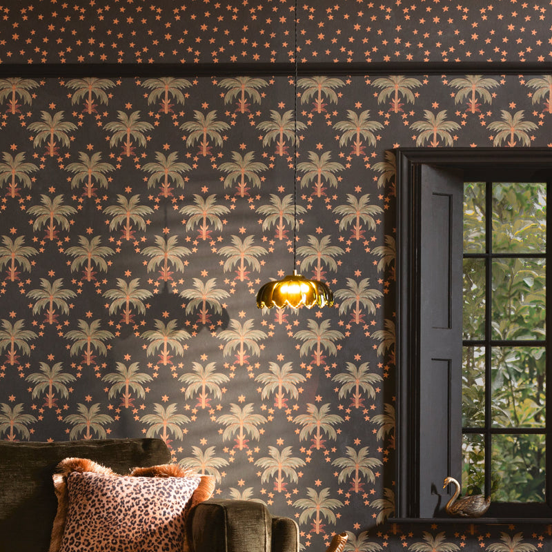 149635 Midnight Palms Noir Wallpaper by Rockett St George - room
