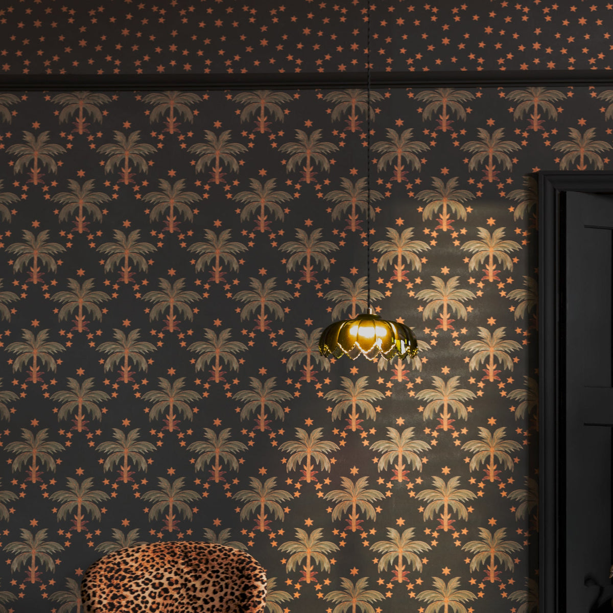 149635 Midnight Palms Noir Wallpaper by Rockett St George - room