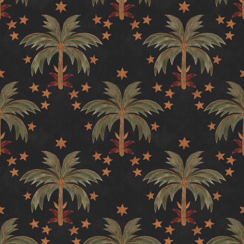 149635 Midnight Palms Noir Wallpaper by Rockett St George - flat