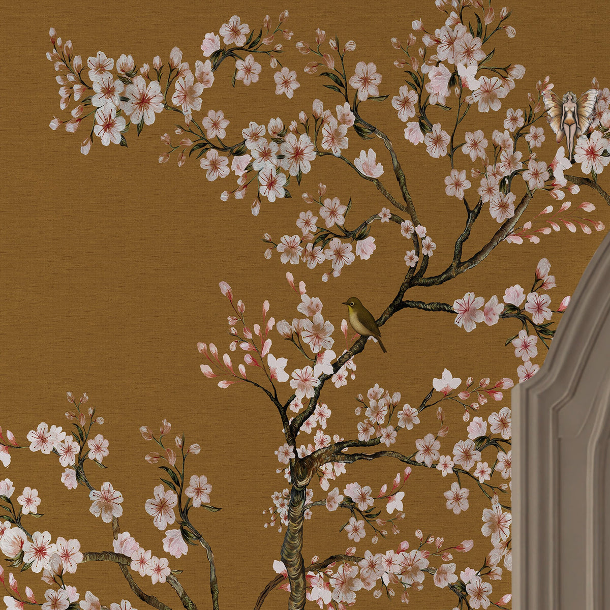 150156FXST Blossom Mischief Antique Gold Mural by Rockett St George - room