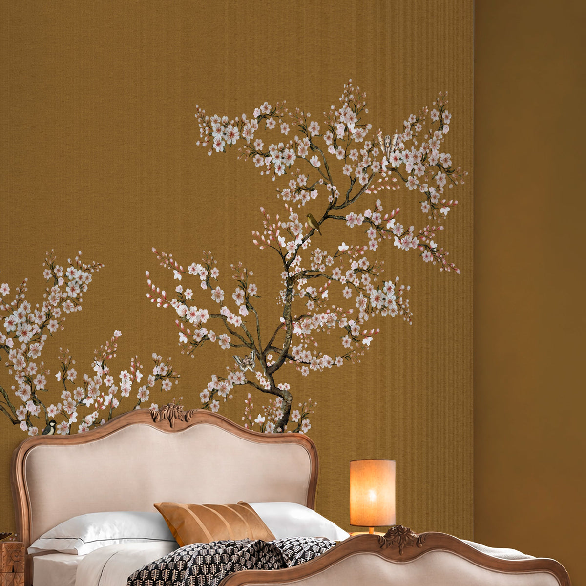 150156FXST Blossom Mischief Antique Gold Mural by Rockett St George - room