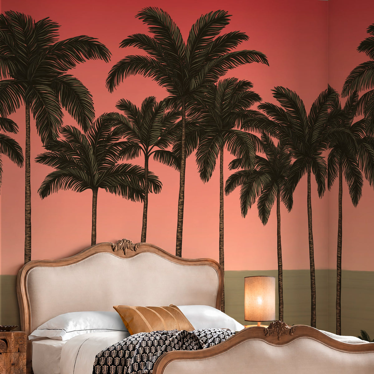 150178FXST Palm Paradiso Coral Mural by Rockett St George - room