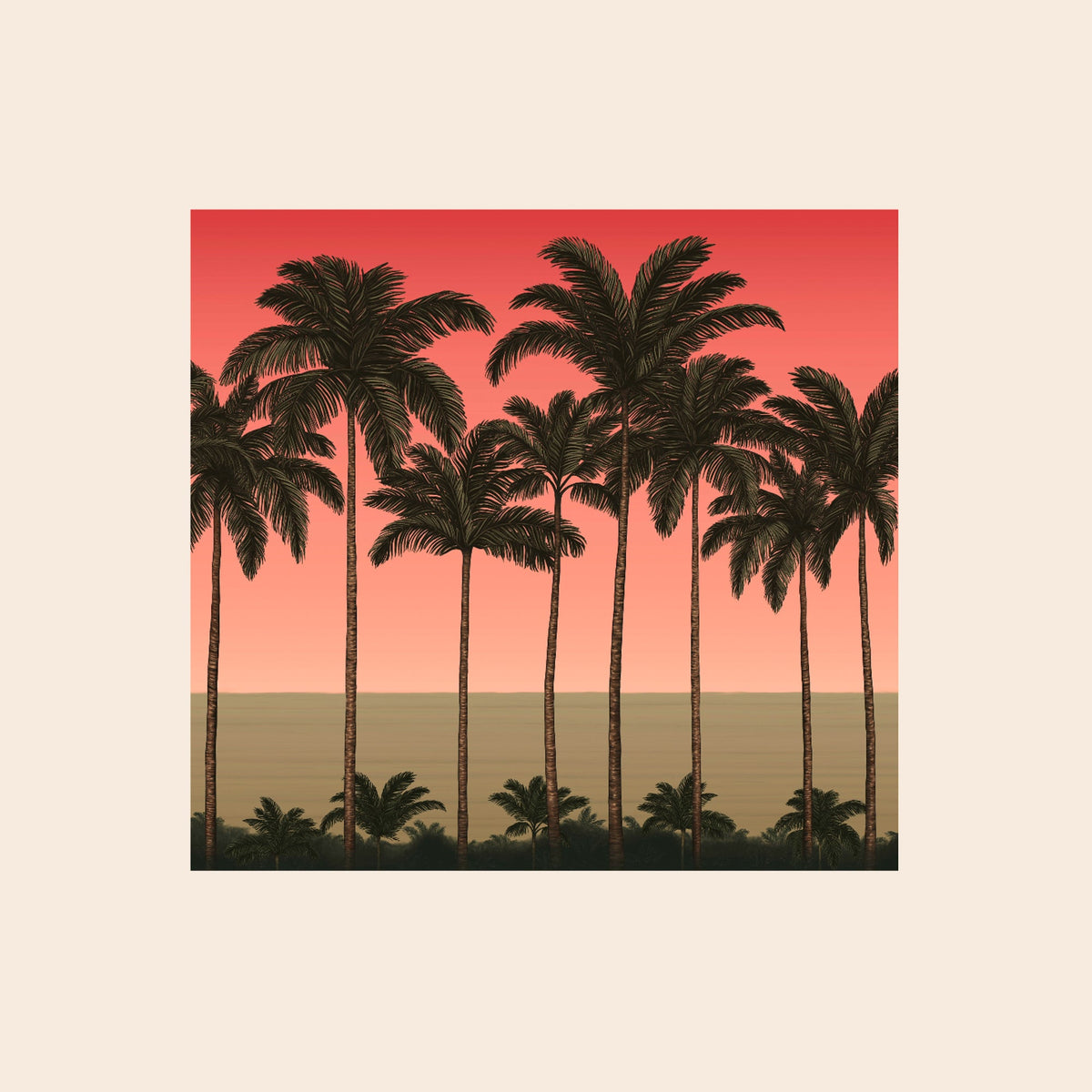 150178FXST Palm Paradiso Coral Mural by Rockett St George - flat