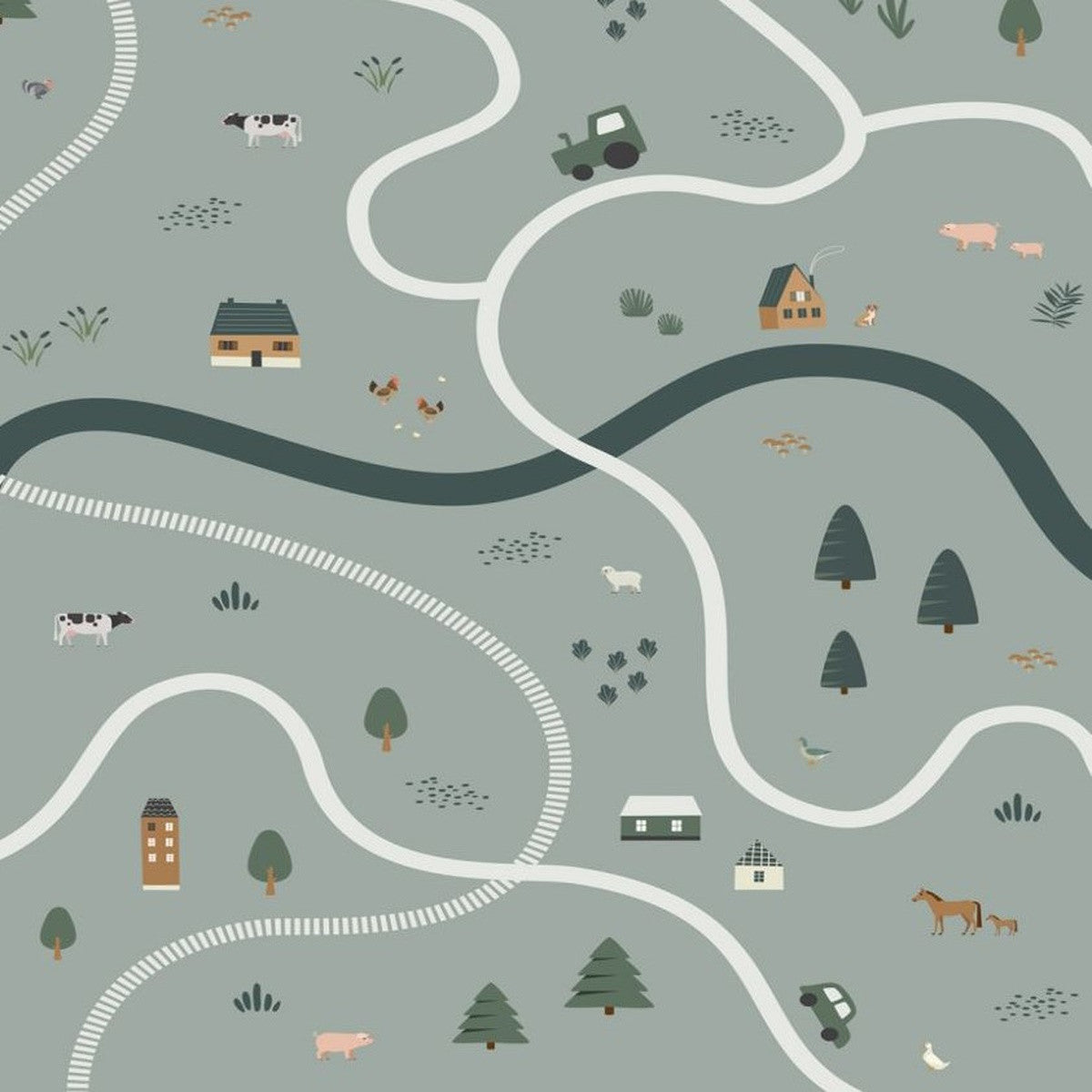 154-159056 Farmyard Mural Forest Friends Wallpaper By Today Interiors