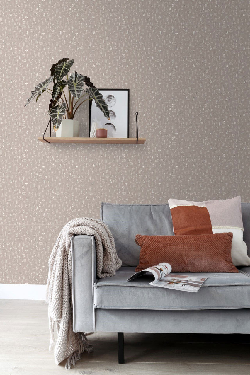 157-139280 Linear Floral Forest Friends Wallpaper By Today Interiors
