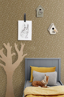 157-139281 Linear Floral Forest Friends Wallpaper By Today Interiors