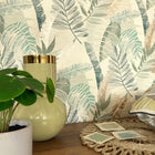 1601 Sarika Leaf Green Gold Wallpaper by Belgravia