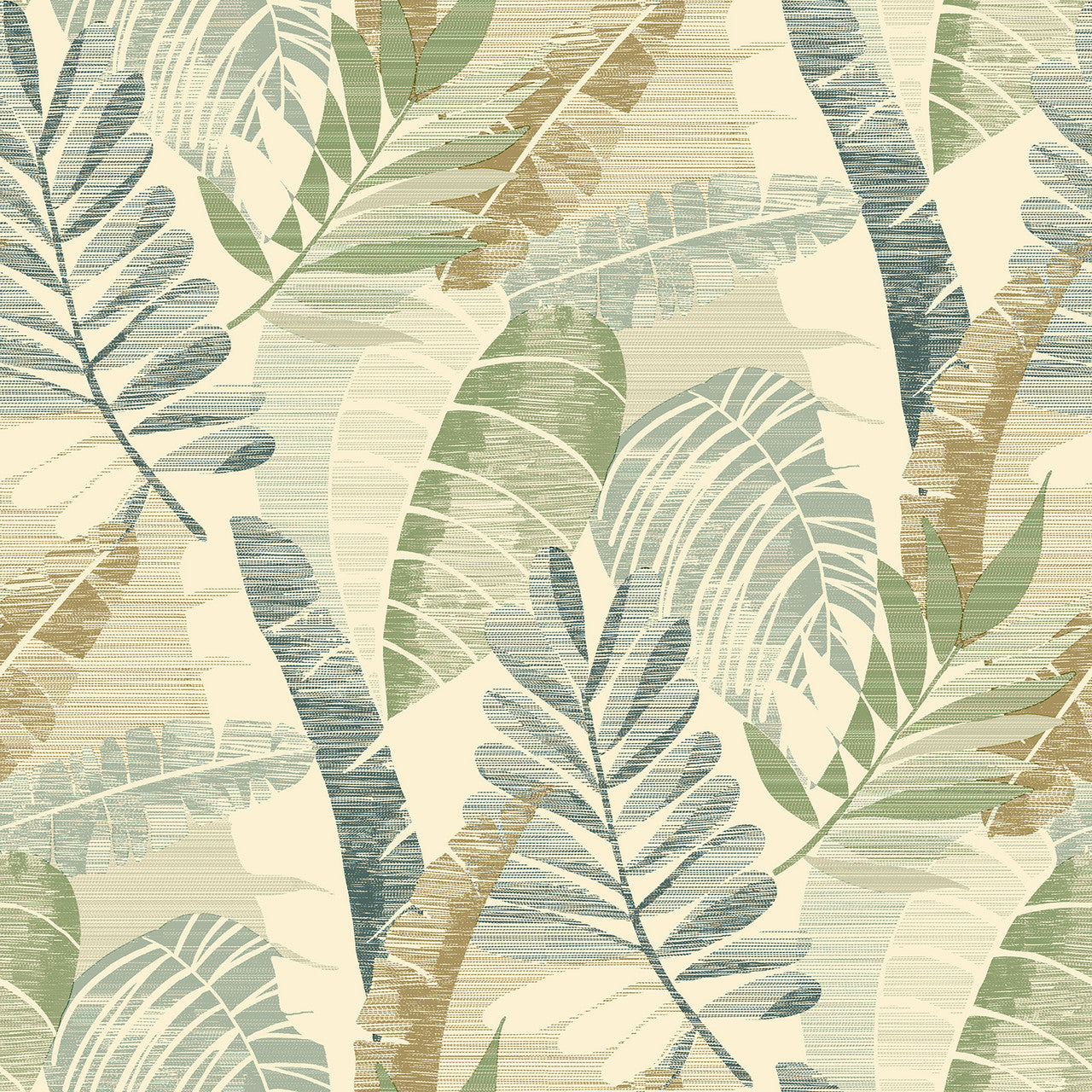 1601 Sarika Leaf Green Gold Wallpaper by Belgravia
