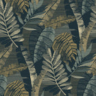 1602 Sarika Leaf Blue Gold Wallpaper by Belgravia