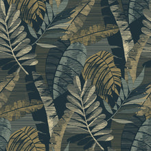 1602 Sarika Leaf Blue Gold Wallpaper by Belgravia