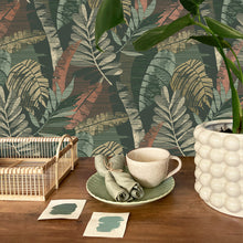 1603 Sarika Leaf Green & Orange Wallpaper by Belgravia