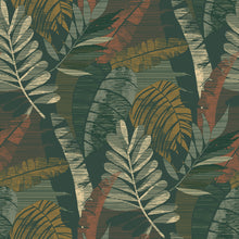 1603 Sarika Leaf Green & Orange Wallpaper by Belgravia