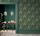1603 Sarika Leaf Green & Orange Wallpaper by Belgravia