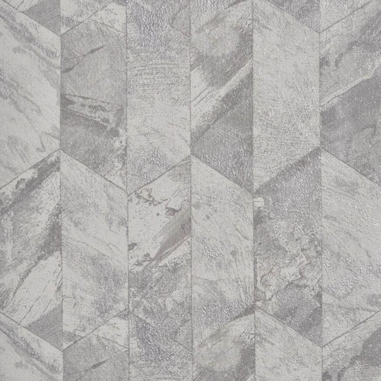 1674-908 Chisel Perspective Pewter Wallpaper by Prestigious Textiles