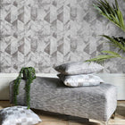 1674-908 Chisel Perspective Pewter Wallpaper by Prestigious Textiles