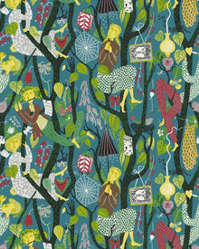 1756 Stig Lindberg Melodi Multi and Blue Wallpaper by Boråstapeter