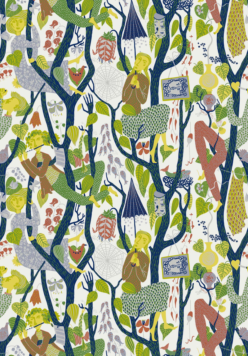 1757 Stig Lindberg Melodi Multi and White Wallpaper by Boråstapeter