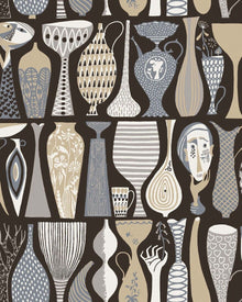 1758 Stig Lindberg Pottery Black and Multi Wallpaper by Boråstapeter