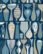 1759 Stig Lindberg Pottery Blue and Multi Wallpaper by Boråstapeter