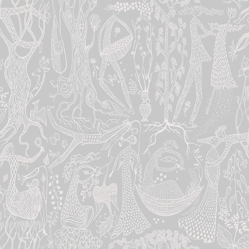 1762 Stig Lindberg Poème d´amour Grey Wallpaper by Boråstapeter