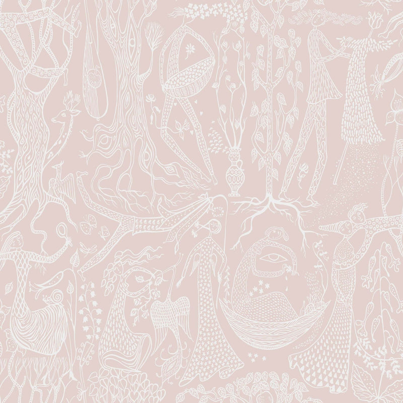 1764 Stig Lindberg Poème d´amour Pink Wallpaper by Boråstapeter