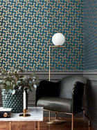 1774 Arne Jacobsen Vertigo Green and Blue Wallpaper by Boråstapeter