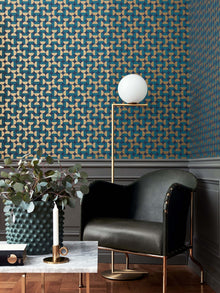 1774 Arne Jacobsen Vertigo Green and Blue Wallpaper by Boråstapeter